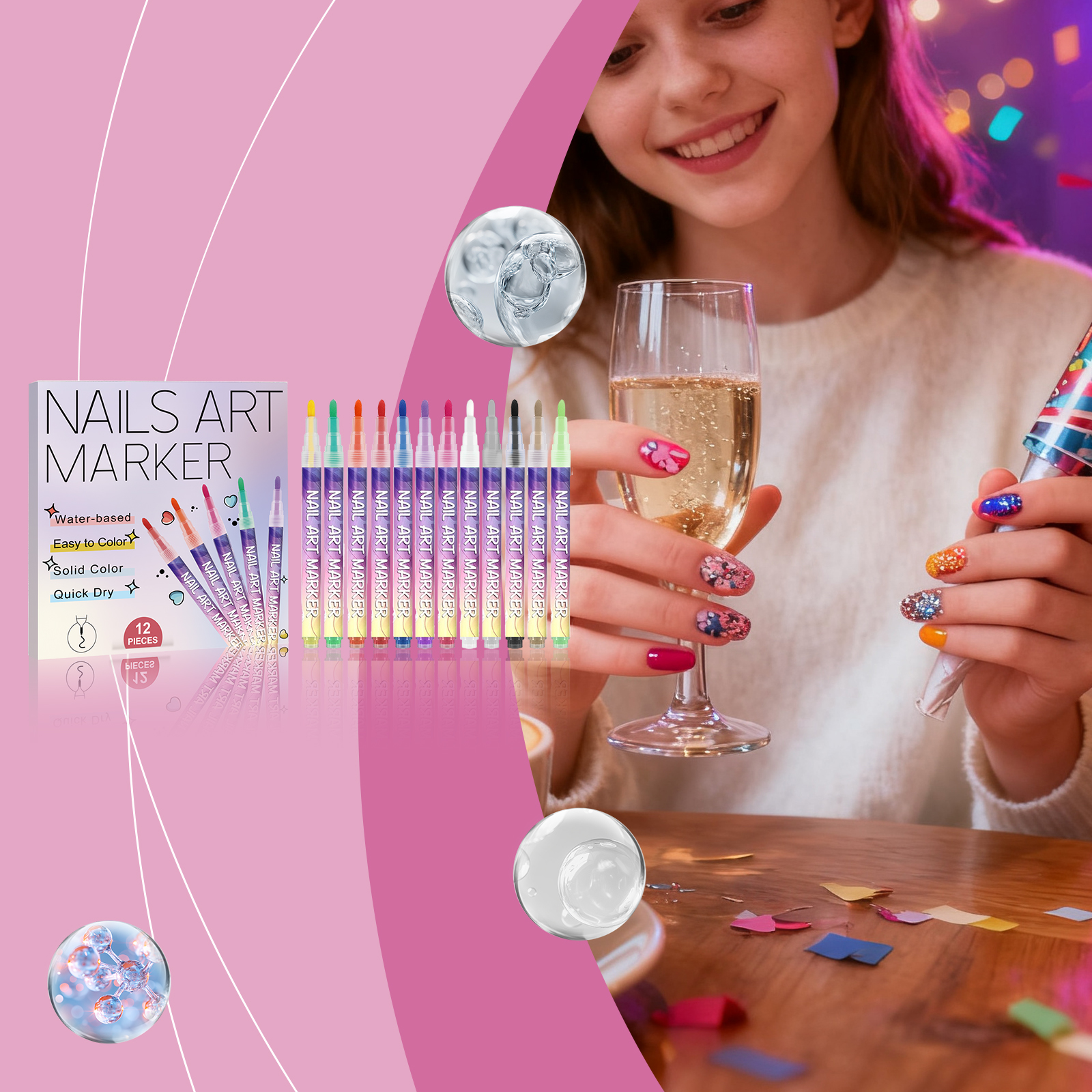 Nail Art Doodle Pen Set — 12 Pieces