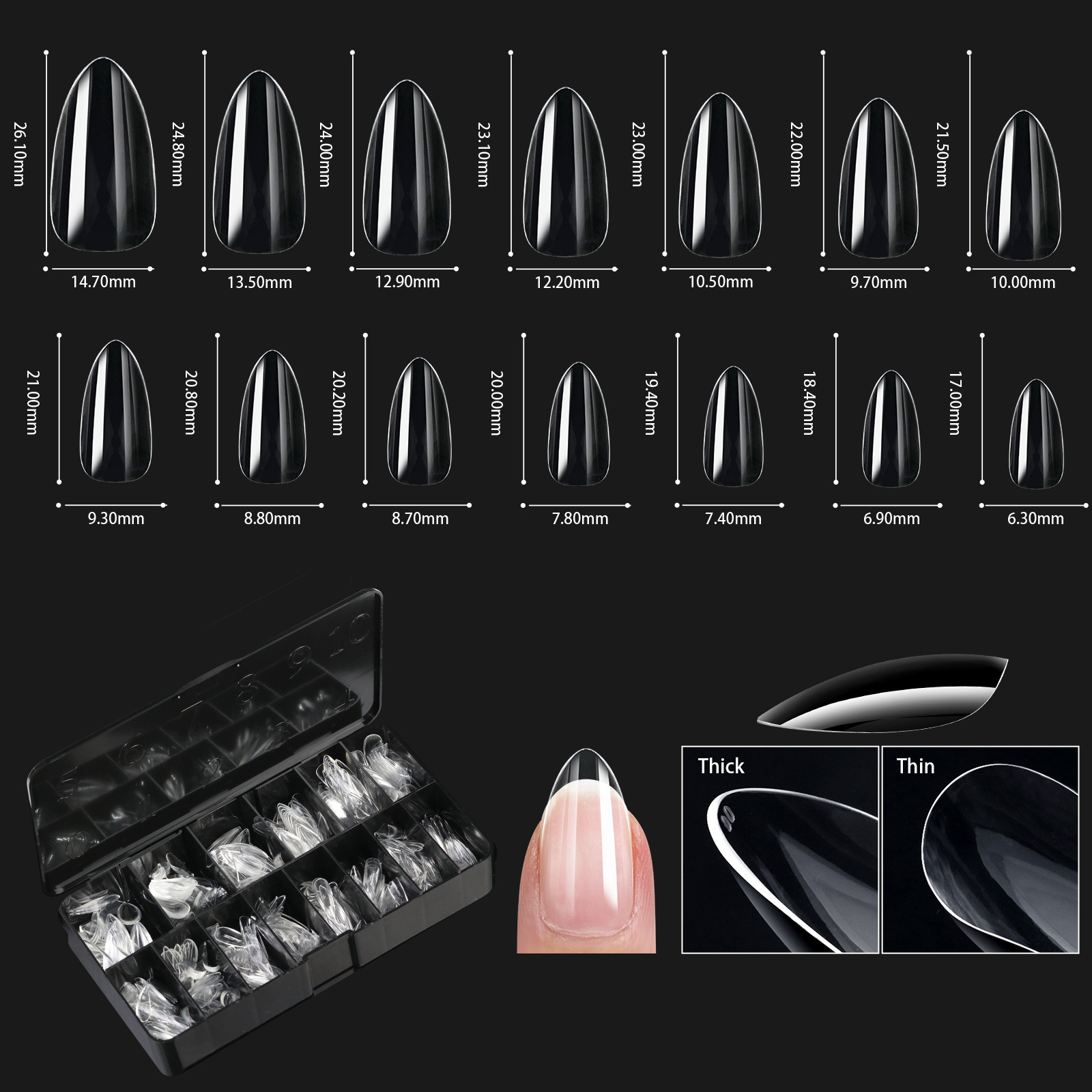 Seamless Clear Nail Tips, Boxed Set